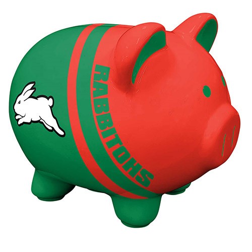 NRL South Sydney Rabbitohs Piggy Bank Money Box with Coin Slot - Great Gift