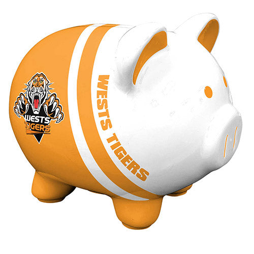 NRL Wests Tigers Piggy Bank Money Box with Coin Slot - Great Gift