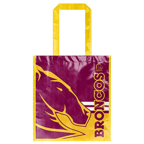 NRL Brisbane Broncos Laminated Bag - Shopping Bag Gift Bag- Reusable High Quality