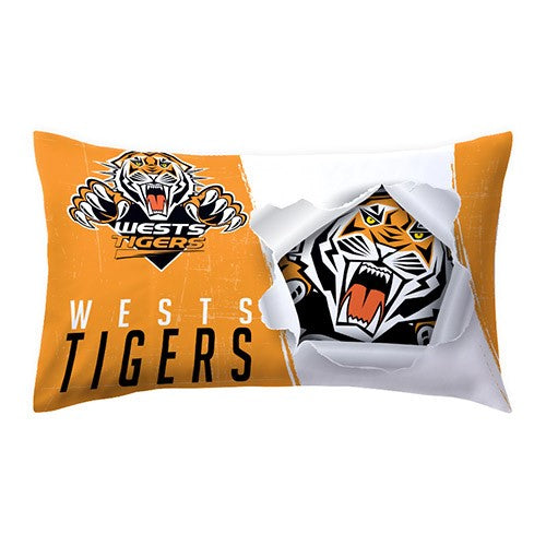 NRL Wests Tigers - Single Pillow case - 73cm x 48cm