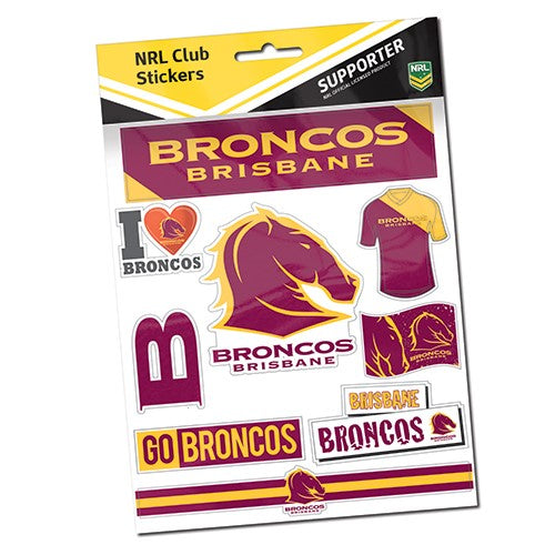 NRL Brisbane Broncos Stickers Sheet - Logo & Wordmark