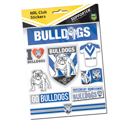 NRL Canterbury Bankstown Bulldogs Stickers Sheet -Logo & Wordmark