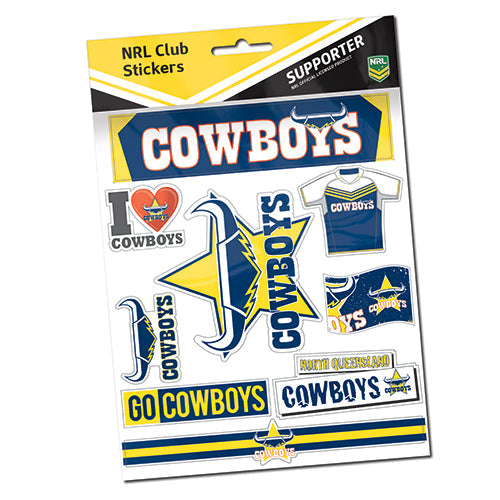 NRL North Queensland Cowboys Stickers Sheet - Logo & Wordmark