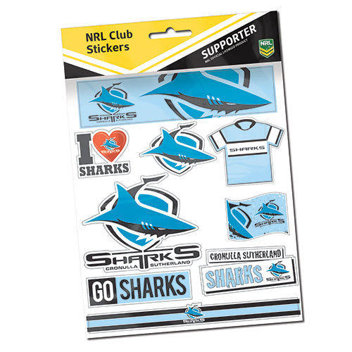 NRL Cronulla Sharks Stickers Sheet - Logo & Wordmark