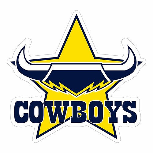 Official NRL Sticker North QLD Cowboys 19cm(H) x 20cm(W) - Tracked Delivery