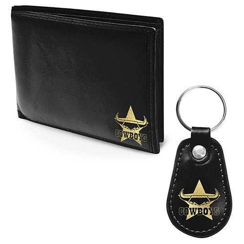 NRL North QLD Cowboys PU Leather Wallet & Keyring Gift Pack