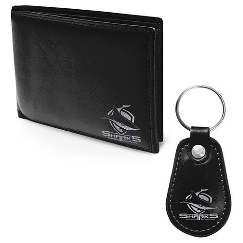 NRL Cronulla Sharks PU Leather Wallet & Keyring Gift Pack