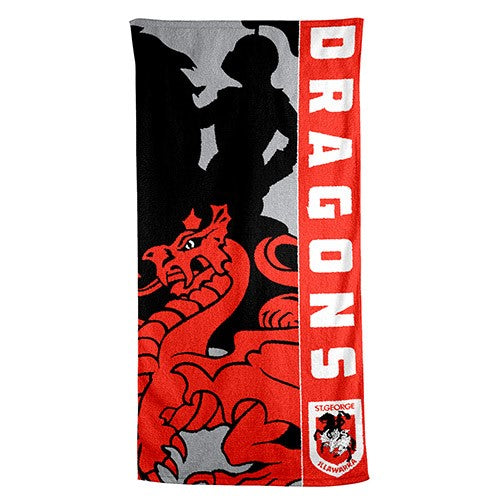 NRL St George Illawarra Dragons Beach Towel -150x75cm (Gym, Swimming, Shower, Bath) Gift idea