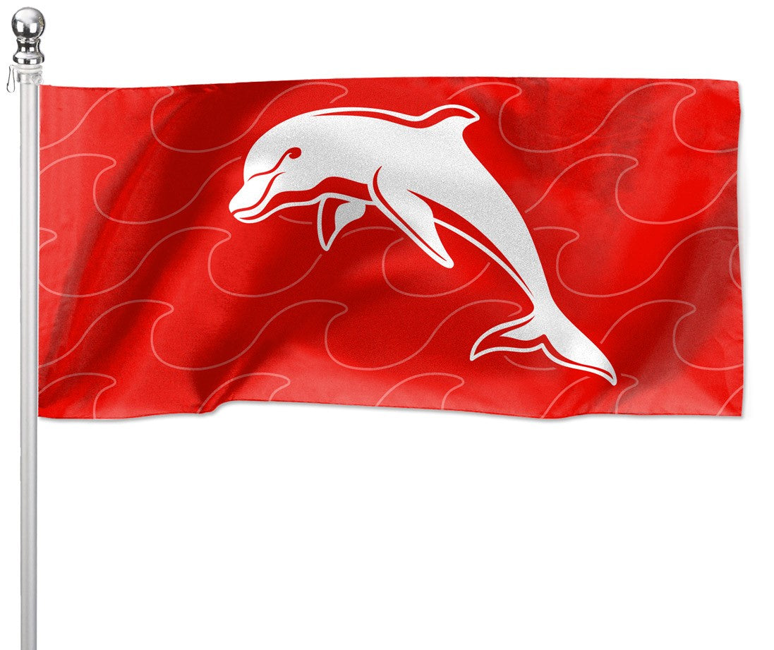 NRL Redcliffe Dolphins - Large Flag Pole Style - 180cm x 90cm (Pole not included)