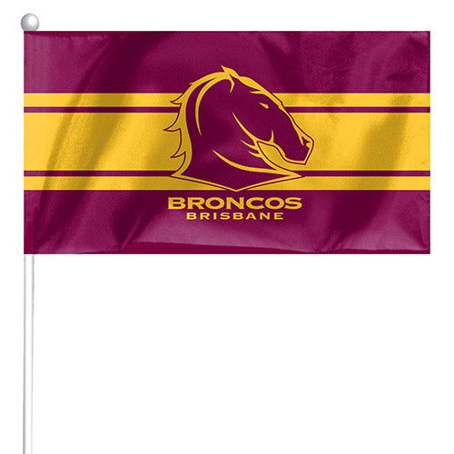 NRL Brisbane Broncos - Set of 2 Mini Flags - 24.5cm x 12.4cm