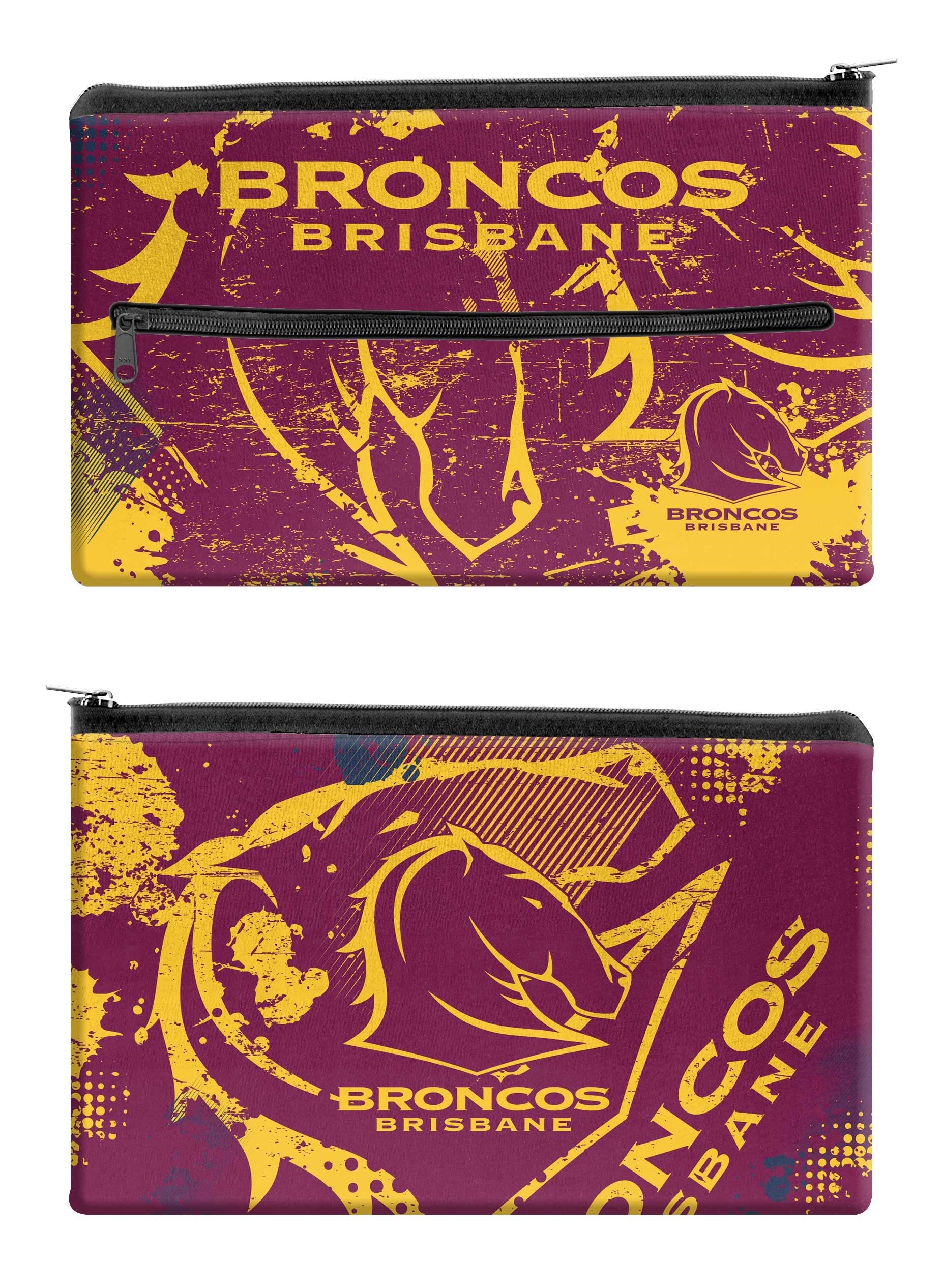 NRL Brisbane Broncos Pencil Case - Large Neoprene 33cm x 21cm