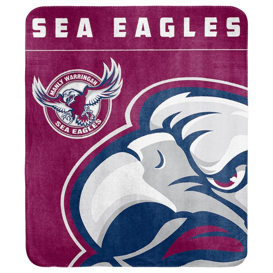 NRL Manly Sea Eagles Polar Fleece Blanket Throw Rug Blanket 150cm x 130cm