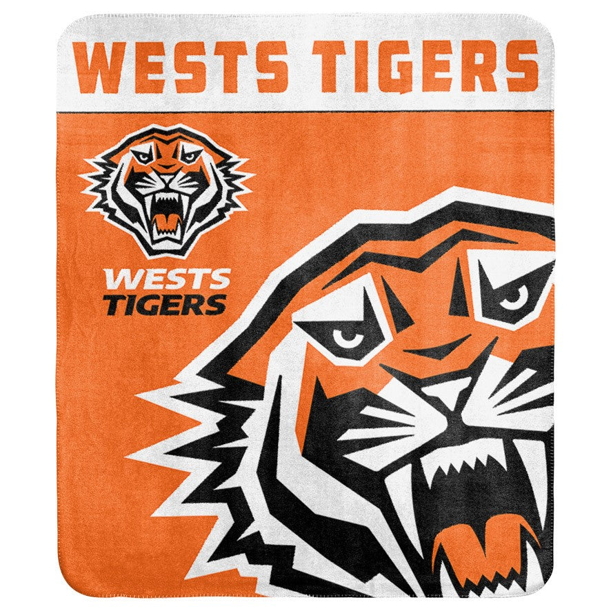 NRL Wests Tigers Polar Fleece Blanket Throw Rug Blanket 150cm x 130cm