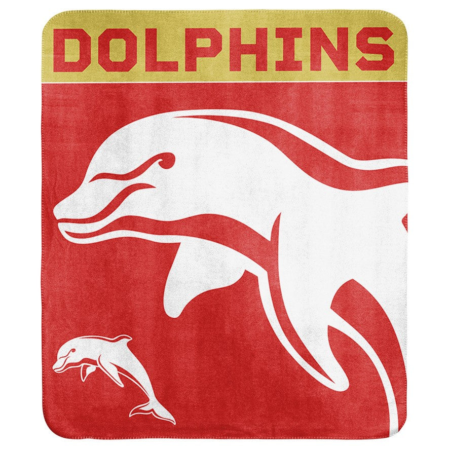 NRL Redcliffe Dolphins Polar Fleece Blanket Throw Rug Blanket 150cm x 130cm