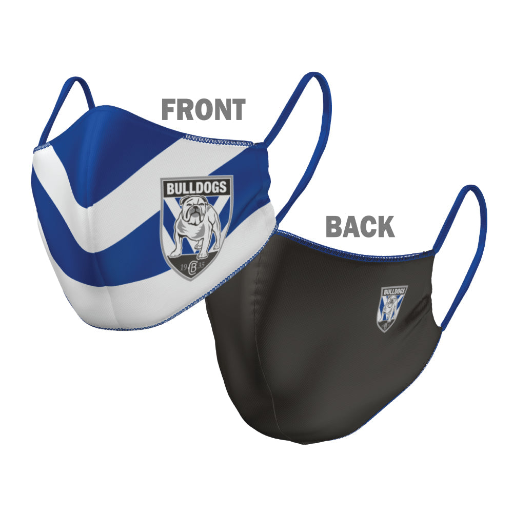 NRL Canterbury Bankstown Bulldogs Face Mask - 2 Sizes: Adult or Kids -Reversible