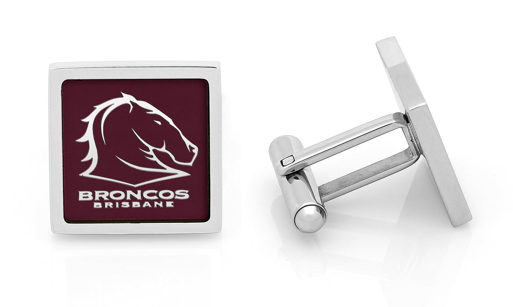 NRL Brisbane Broncos Cufflinks - Stainless steel with etched logo