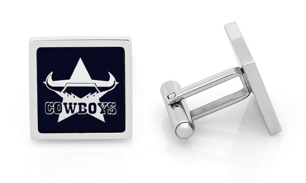 NRL North Queensland Cowboys Cufflinks - Stainless steel with etched logo