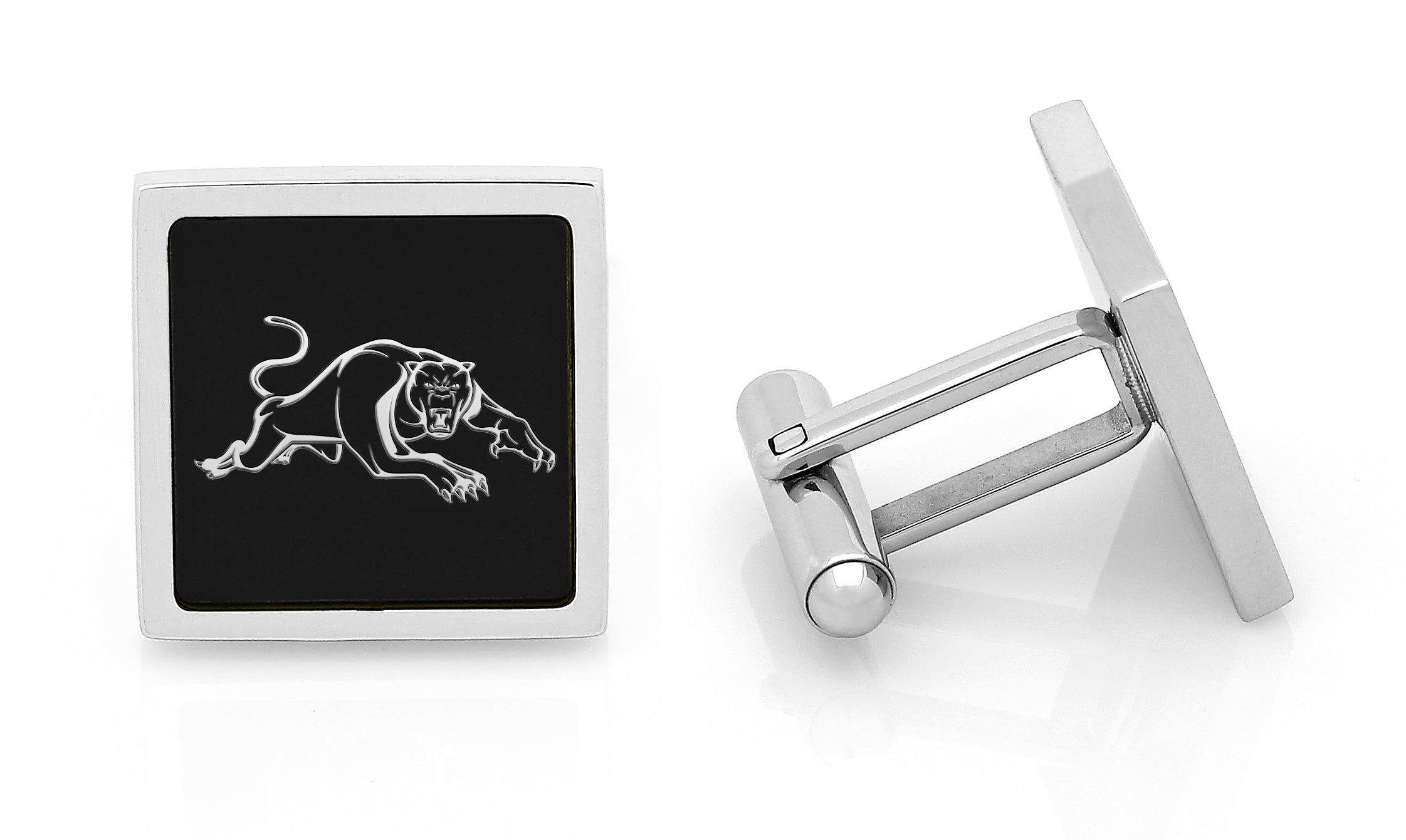 NRL Penrith Panthers Cufflinks - Stainless steel with etched logo