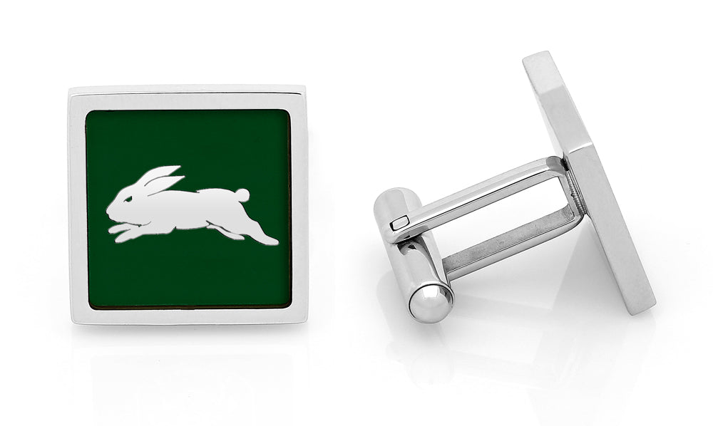 NRL South Sydney Rabbitohs Cufflinks - Stainless steel with etched logo