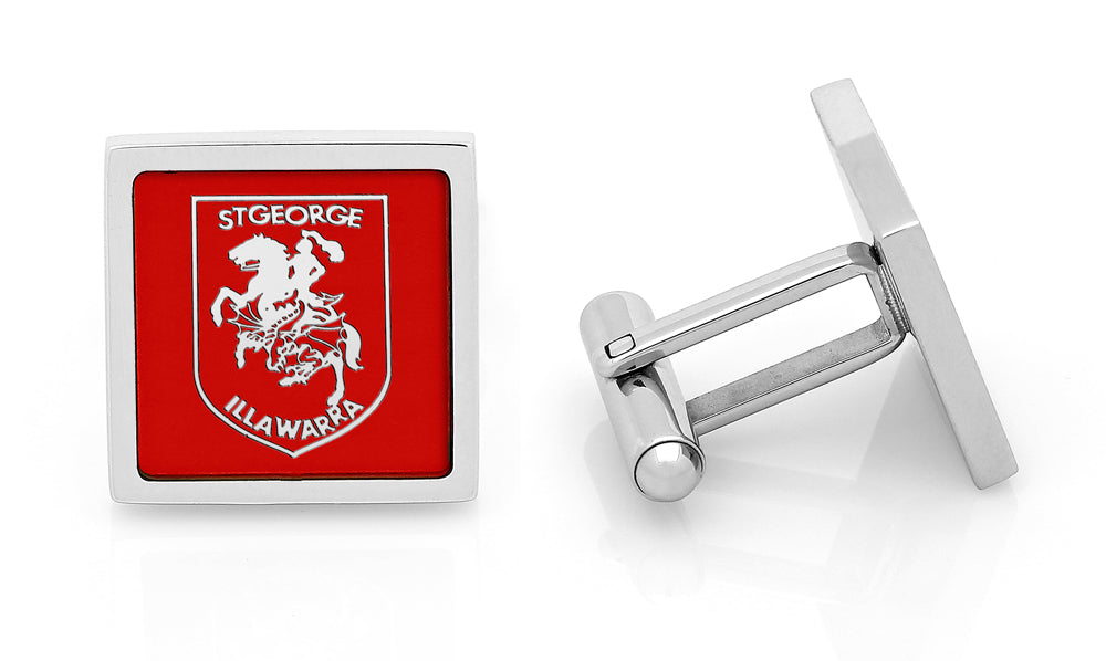 NRL St George Illawarra Dragons Cufflinks - Stainless steel with etched logo