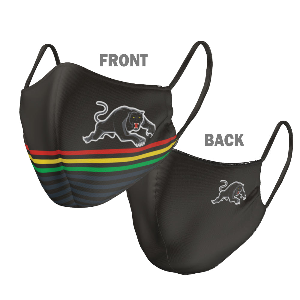 NRL Penrith Panthers Face Mask - 2 Sizes: Adult or Kids: Reversible Washable