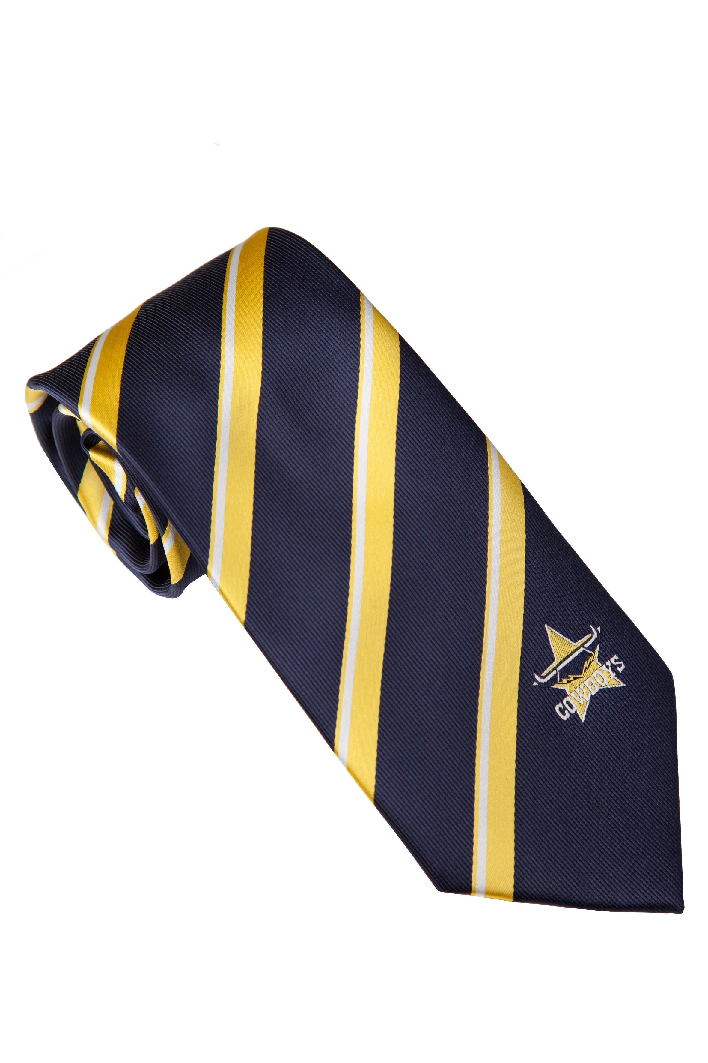 NRL North Queensland Cowboys Tie - Striped with embroidered team logo