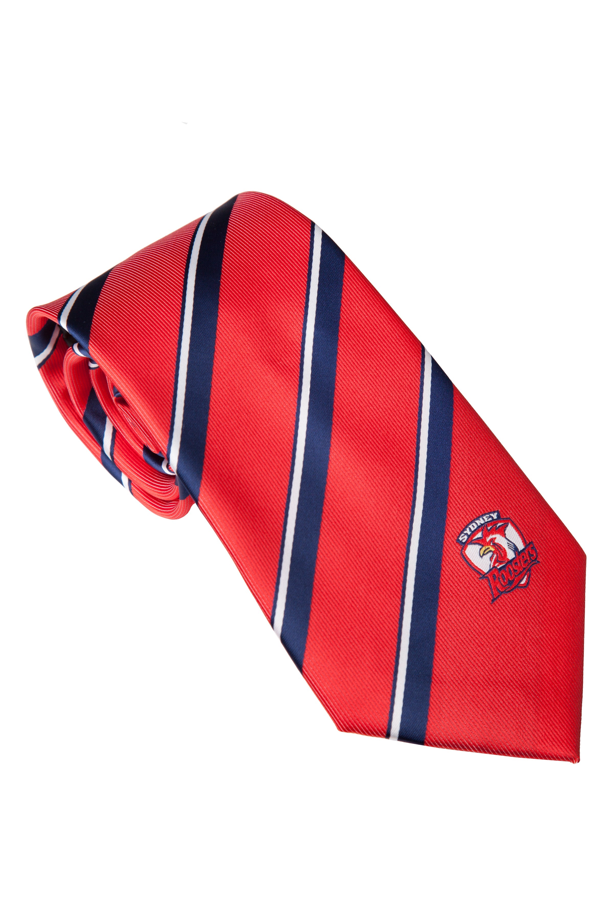 NRL Sydney Roosters Tie - Striped with embroidered team logo