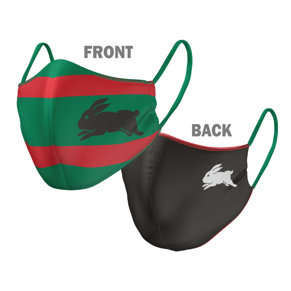 NRL South Sydney Rabbitohs Face Mask - 2 Sizes: Adult or Kids: Reversible