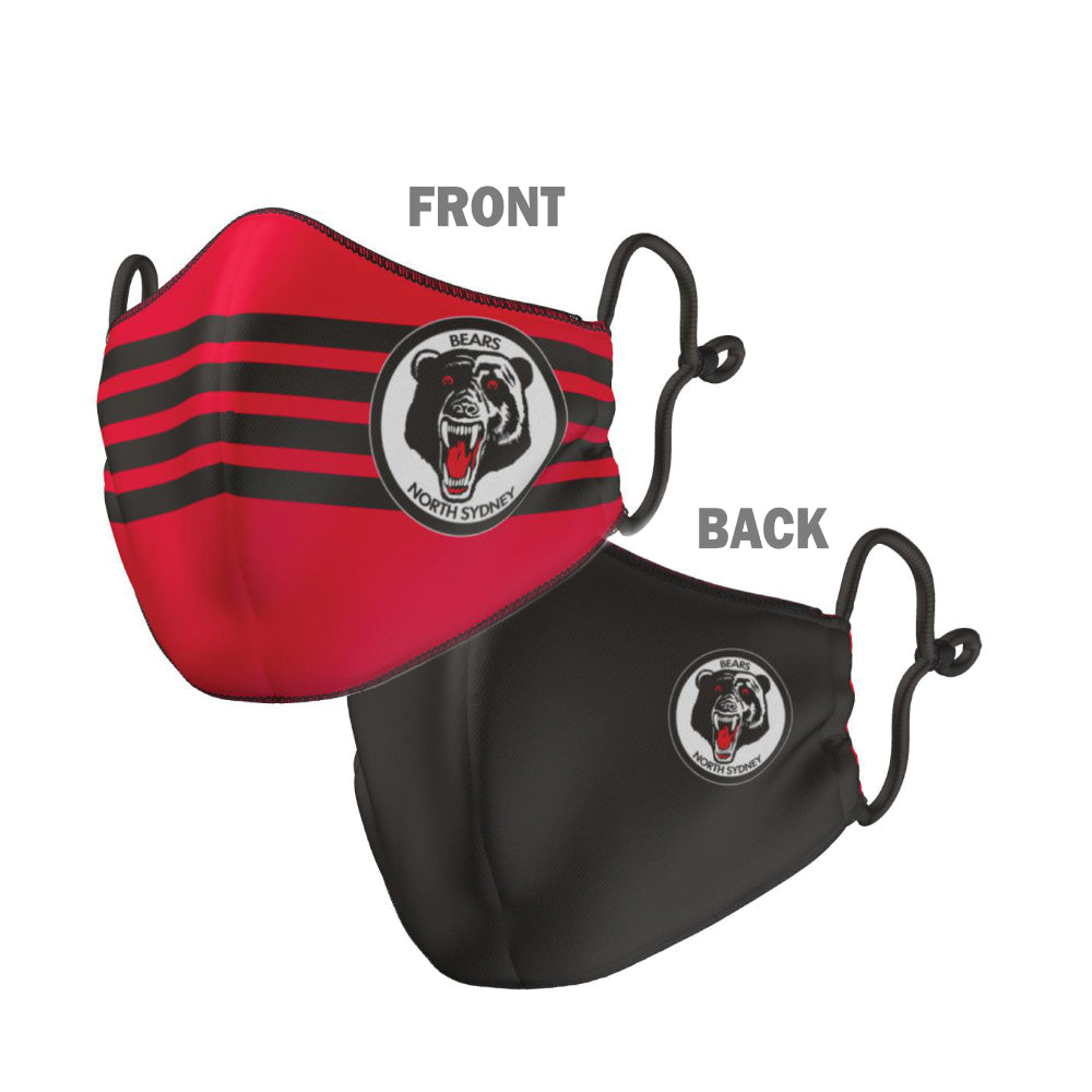 NRL Retro - North Sydney Bears Face Mask Reversible Washable:1 Size:Adult Large