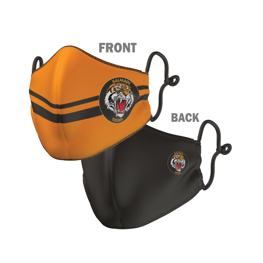 NRL Retro - Balmain Tigers Face Mask Reversible Washable: 1 Size: Adult Large