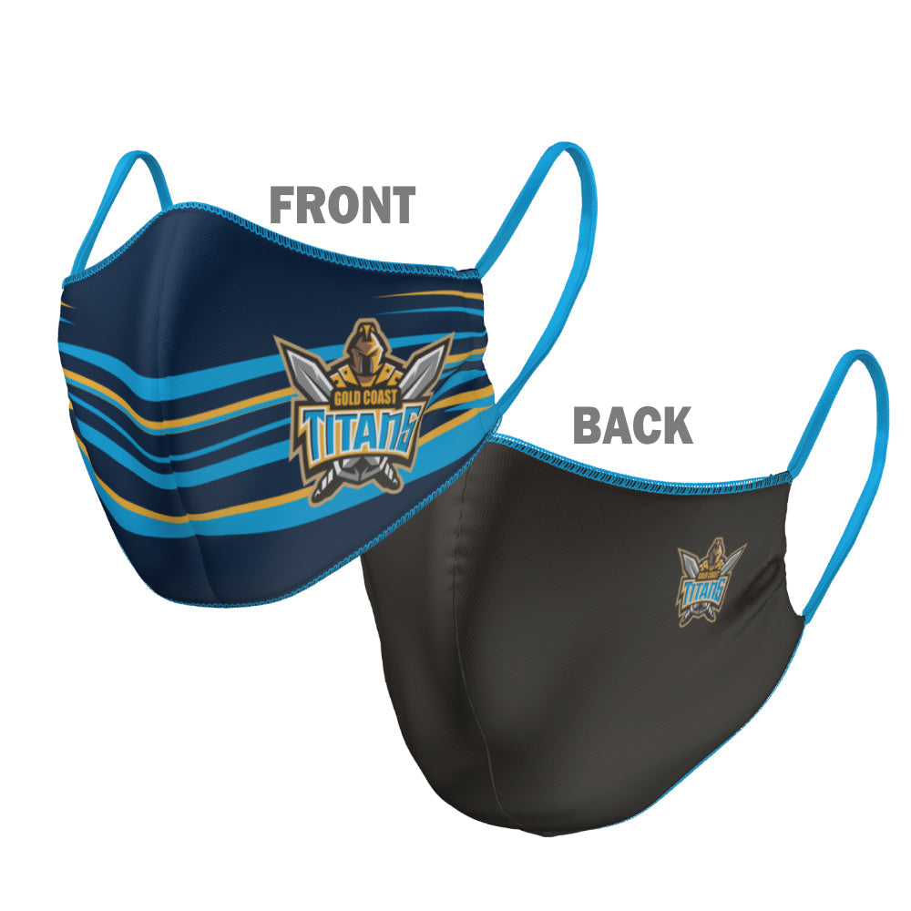 NRL Gold Coast Titans Face Mask - 2 Sizes: Large, Kids - Reversible