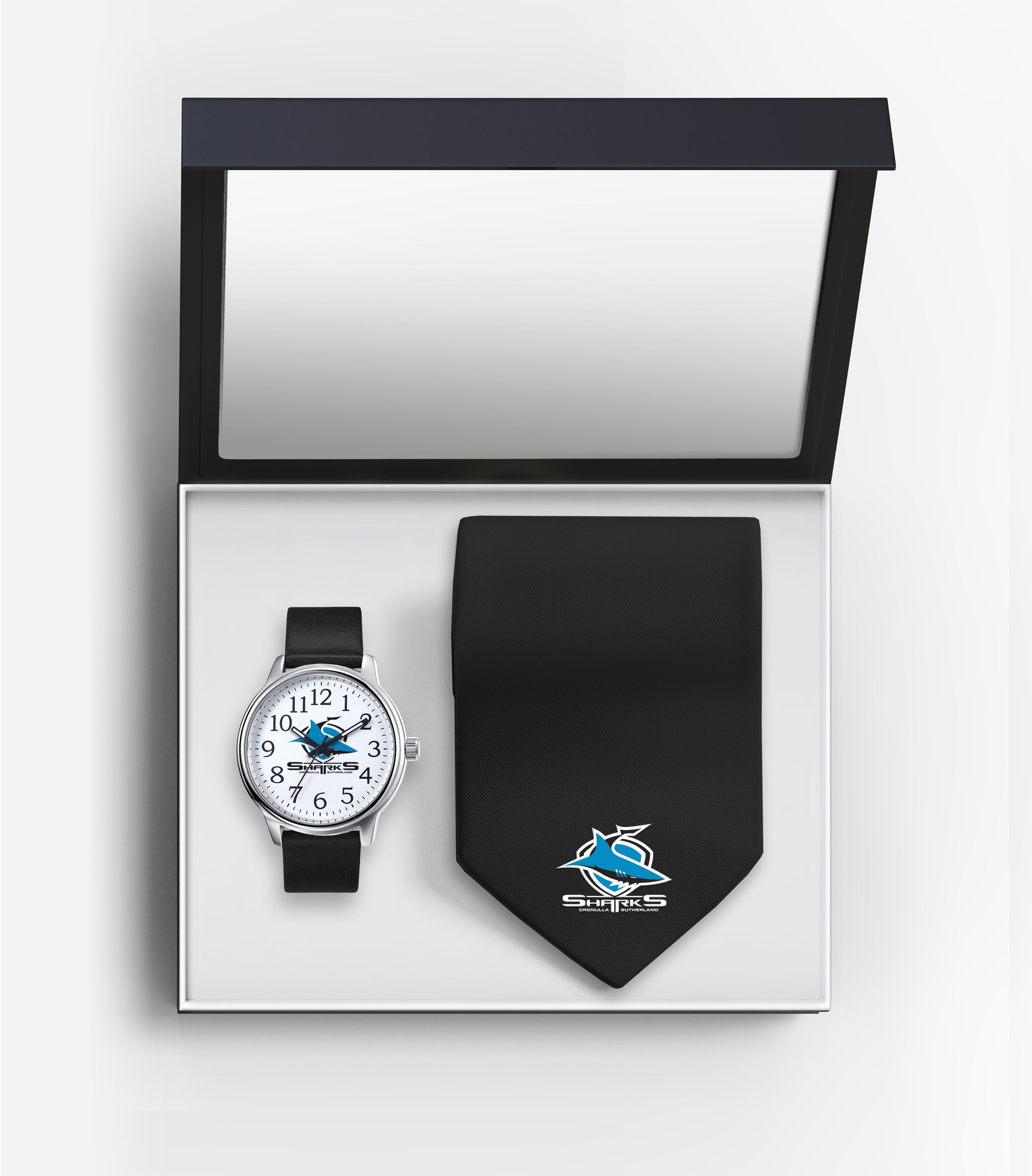 NRL Cronulla Sharks Watch & Tie Gift Set - Fathers Day or Christmas Present