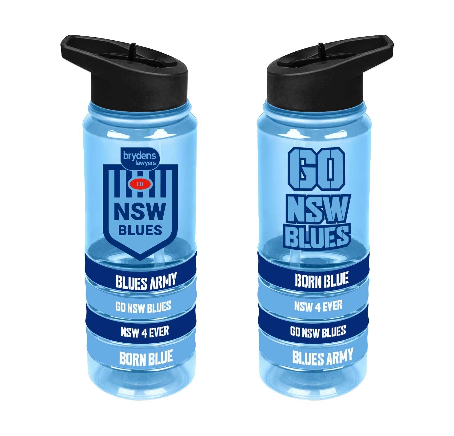 NSW Blues State of Origin Tritan Drink Bottle with Wrist Bands - Gift Idea